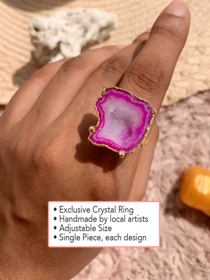 Agate Crystal Ring