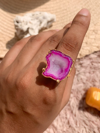 Agate Crystal Ring