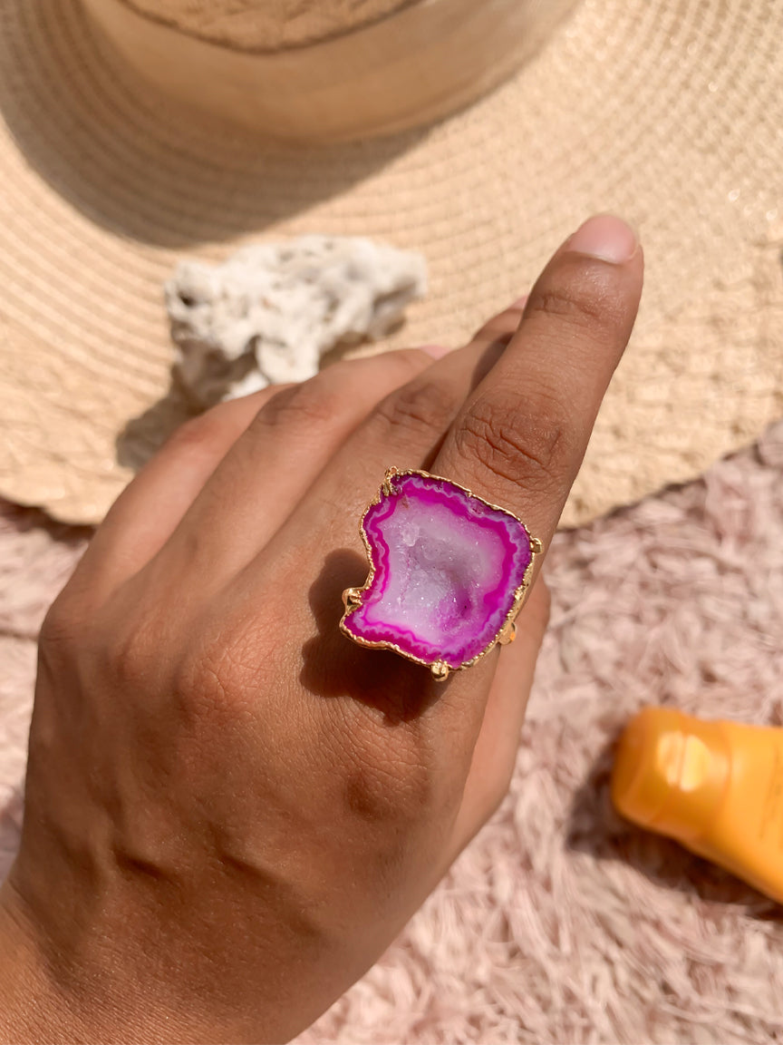 Agate Crystal Ring