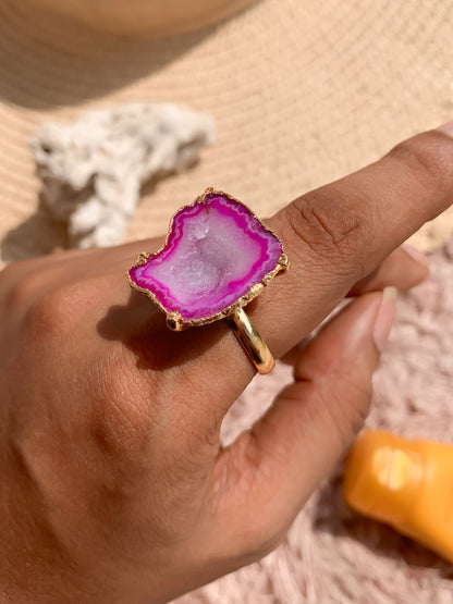 Agate Crystal Ring