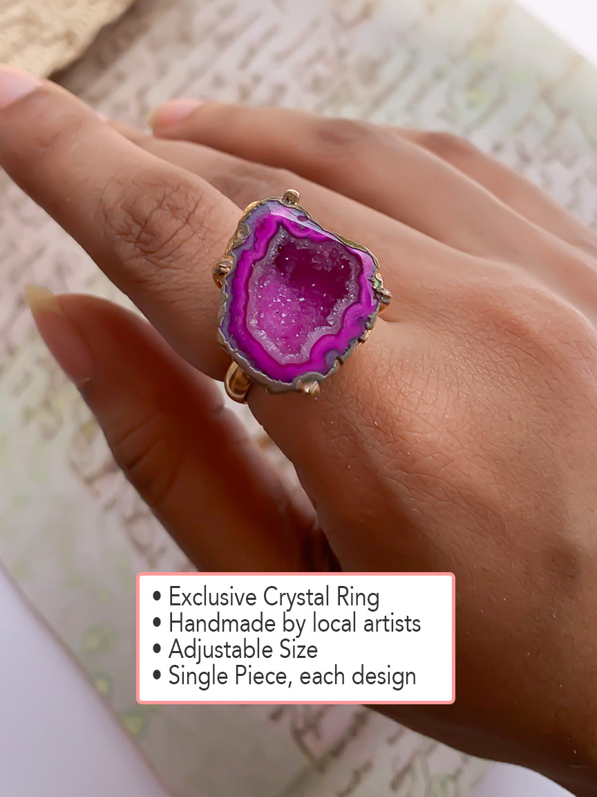 Agate Crystal Ring