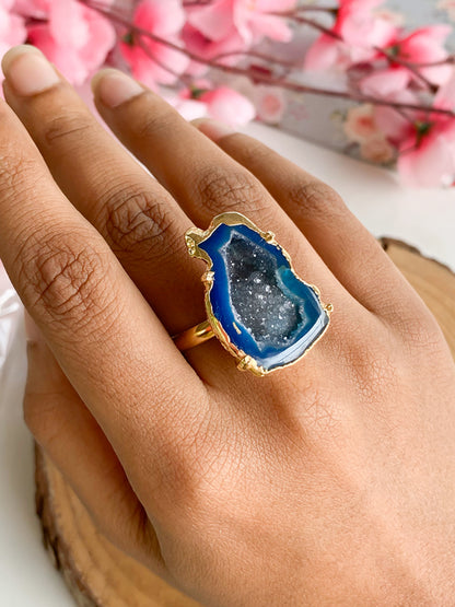 Agate Crystal Ring