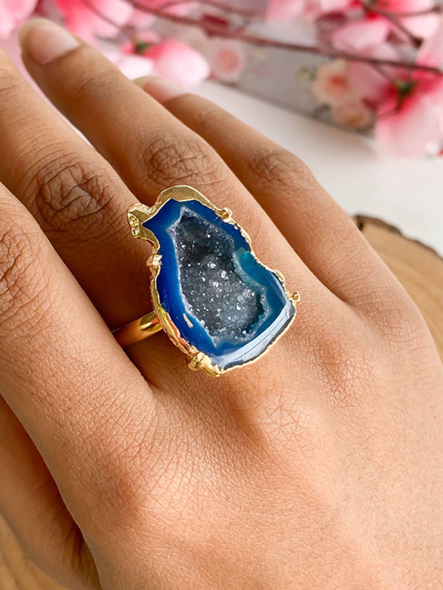 Agate Crystal Ring