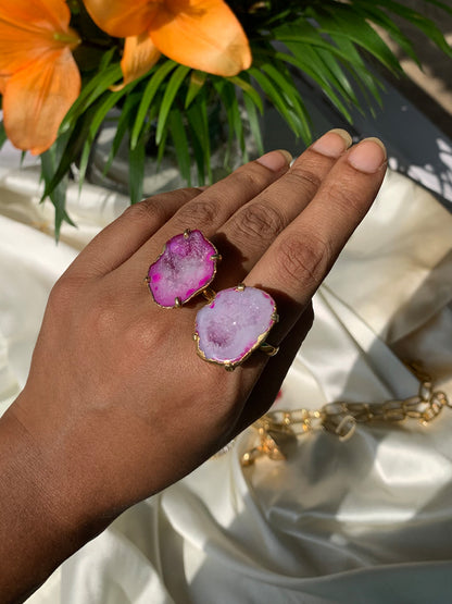 Agate Crystal Ring Duo