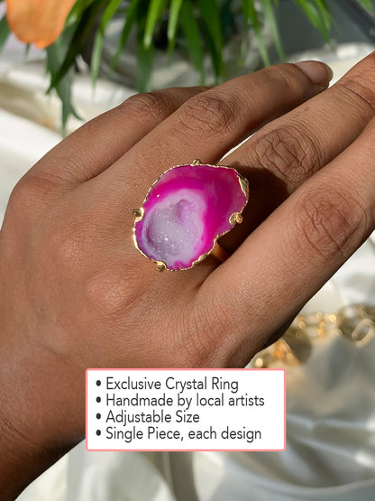 Agate Crystal Ring