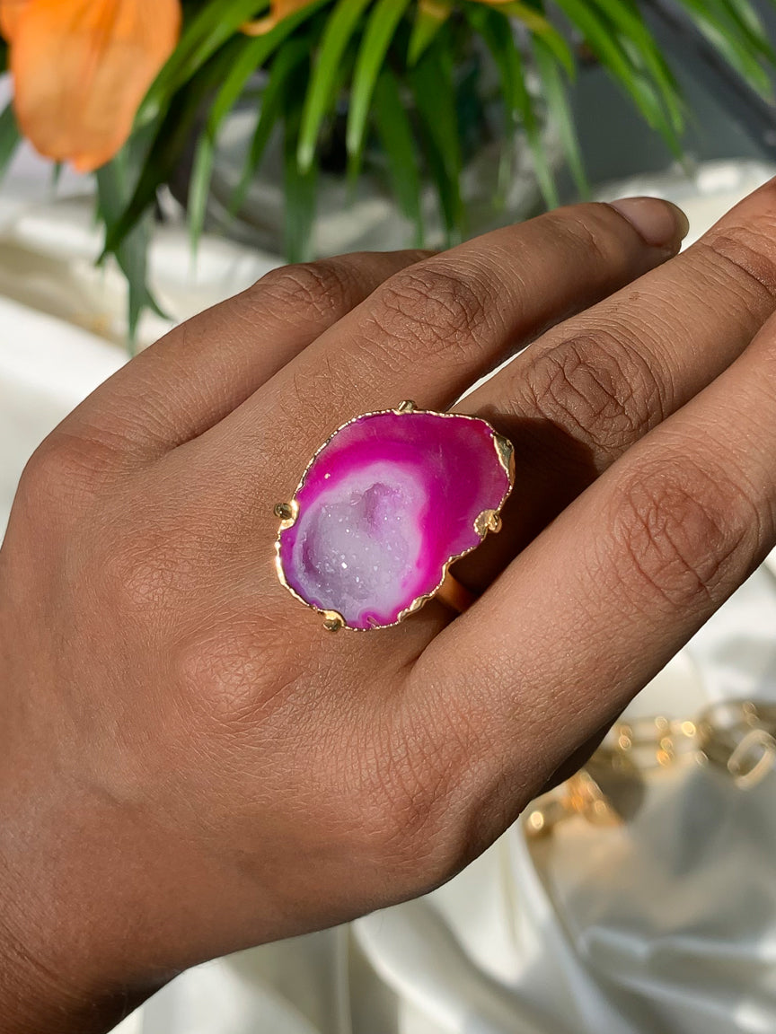 Agate Crystal Ring