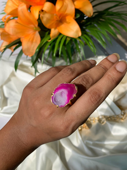 Agate Crystal Ring