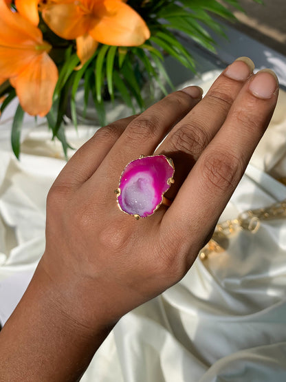 Agate Crystal Ring