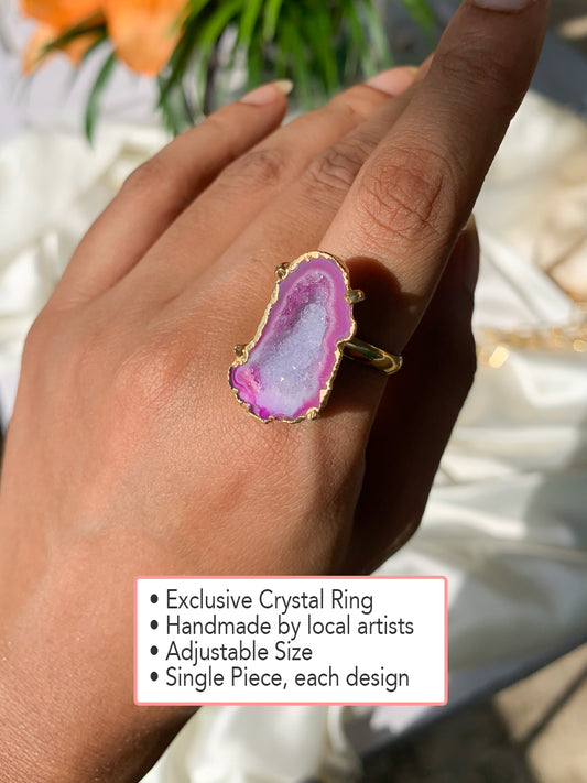 Agate Crystal Ring