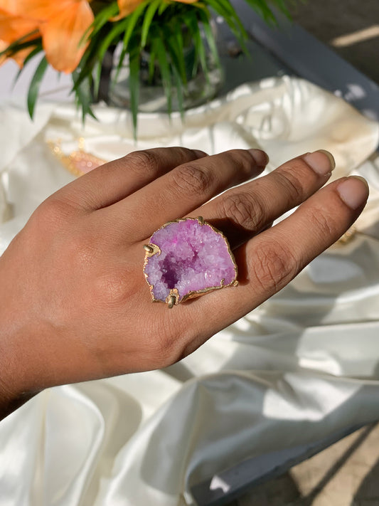 Agate Crystal Ring