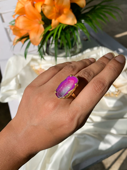 Agate Crystal Ring