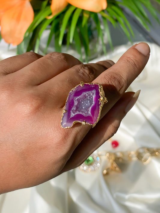 Agate Crystal Ring