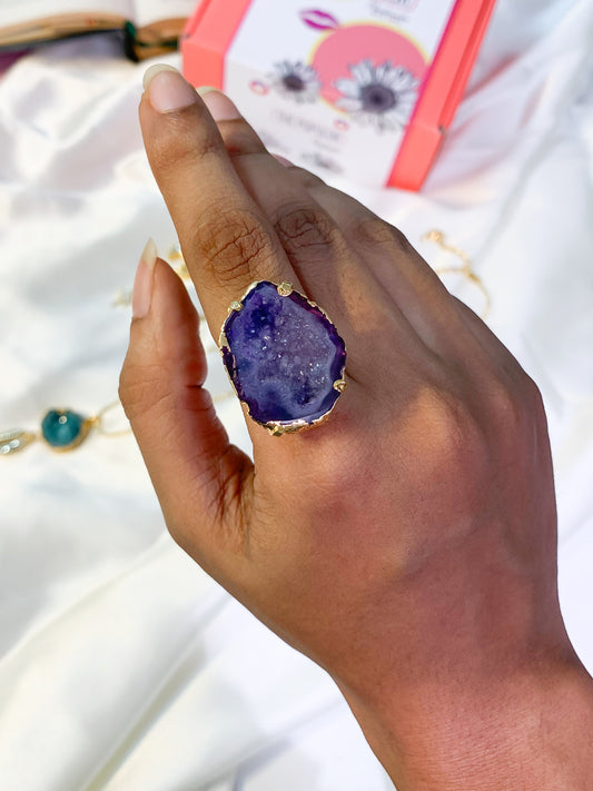 Agate Crystal Ring