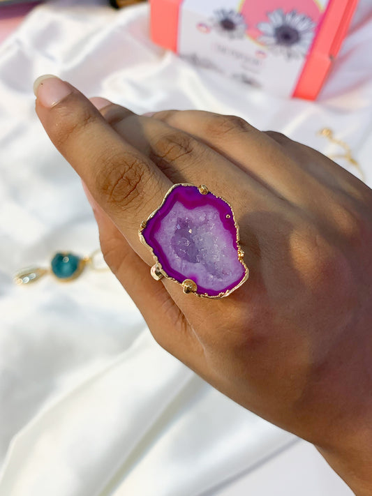 Statement Agate Crystal Ring