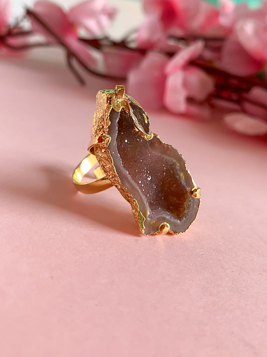 Agate Crystal Ring