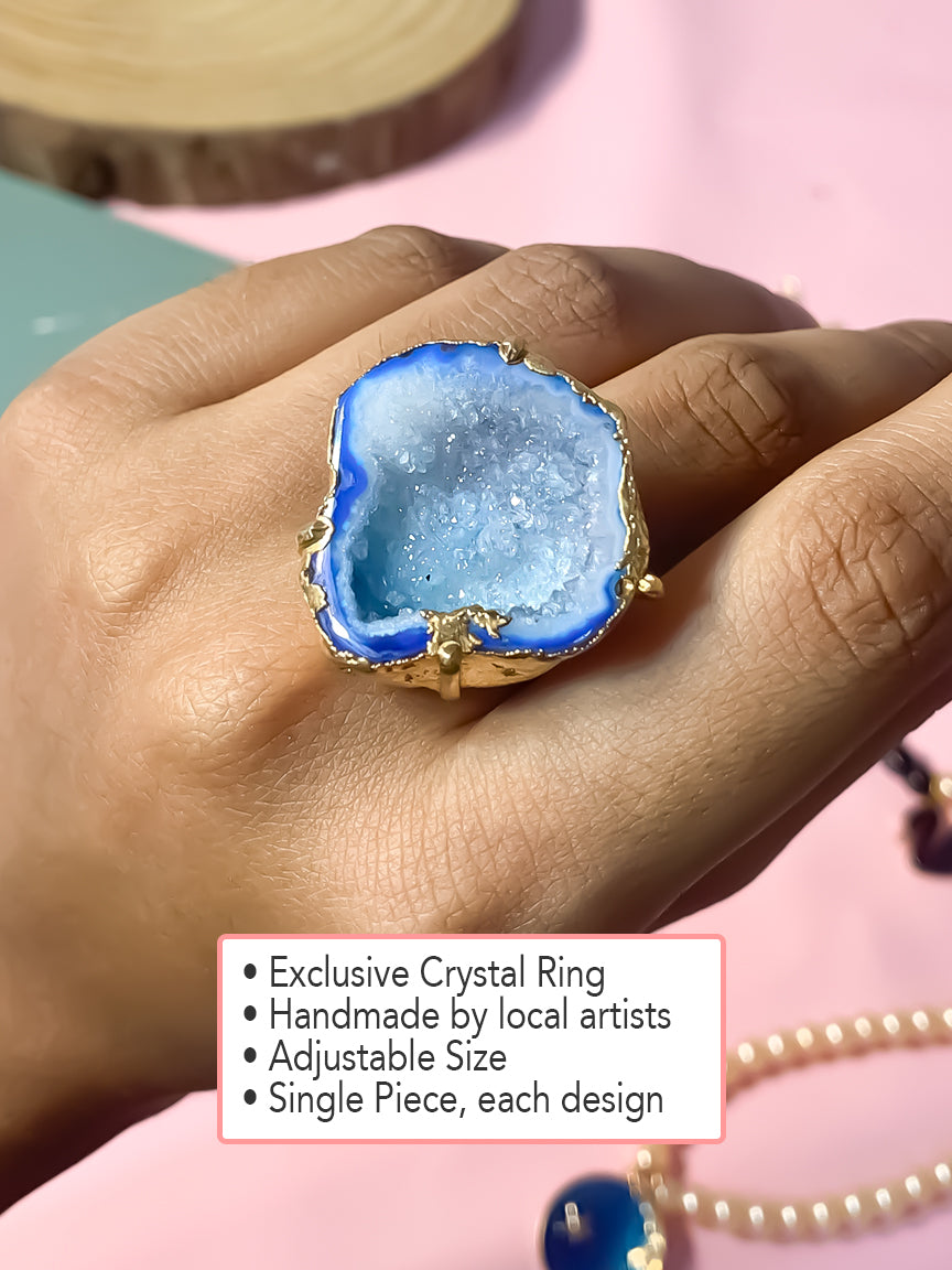 Agate Crystal Ring