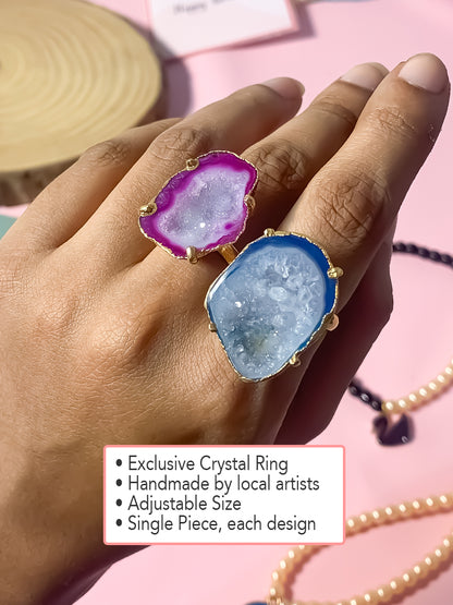 Agate Crystal Rings Duo