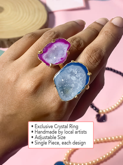 Agate Crystal Rings Duo