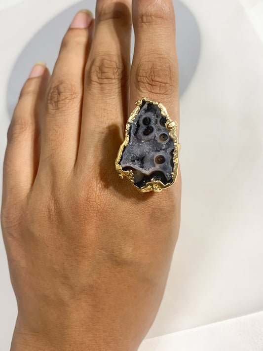 Agate Crystal Ring