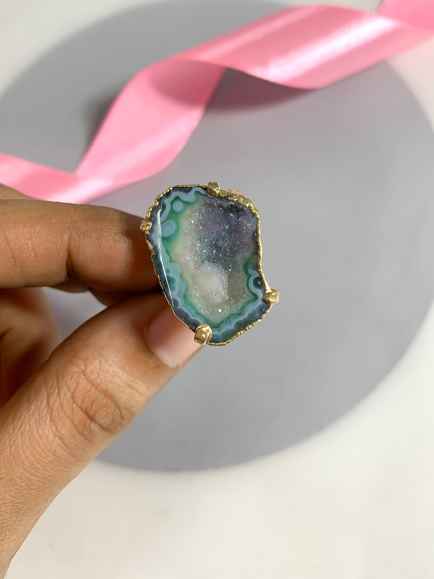 Agate Crystal Ring