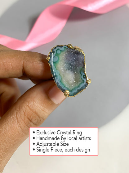 Agate Crystal Ring