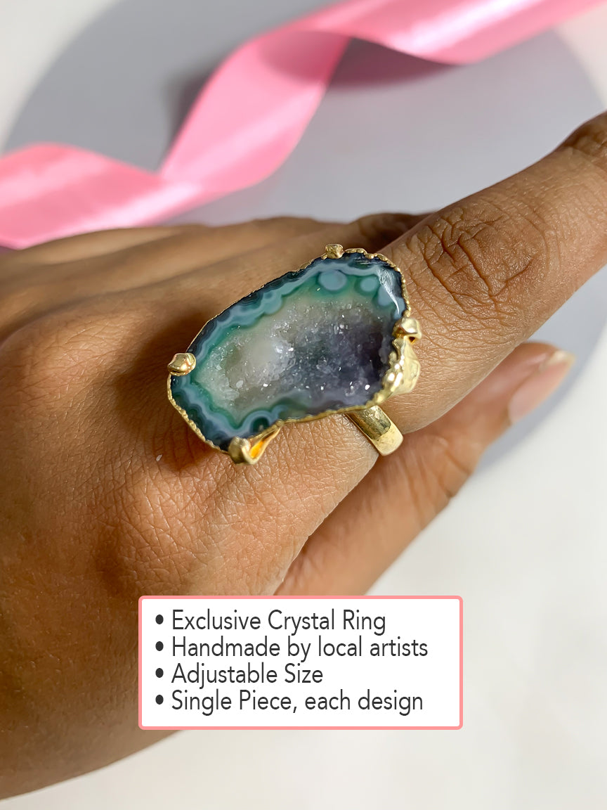 Agate Crystal Ring