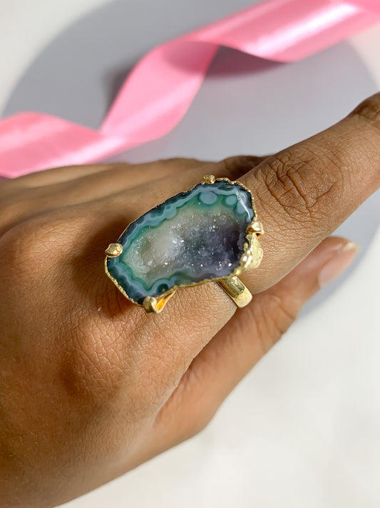 Agate Crystal Ring