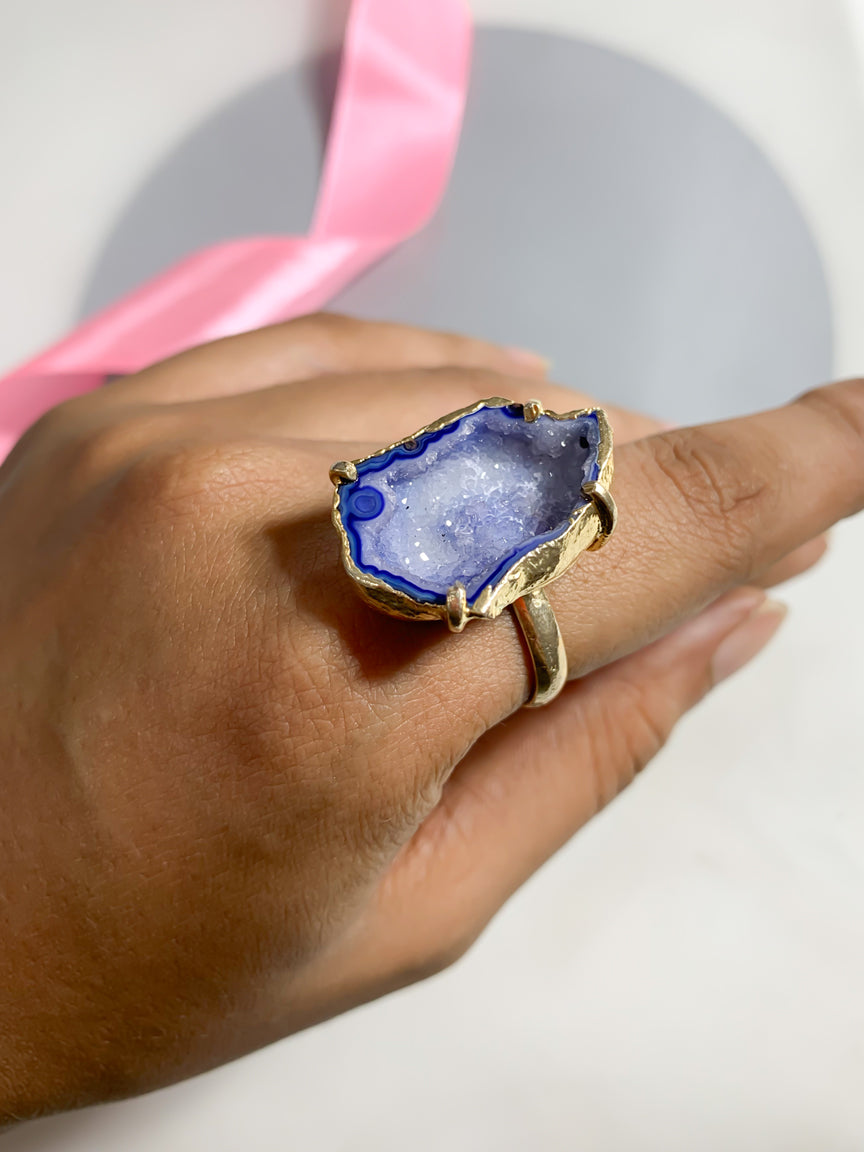 Agate Crystal Ring