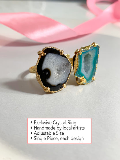 Agate Crystal Ring Duo