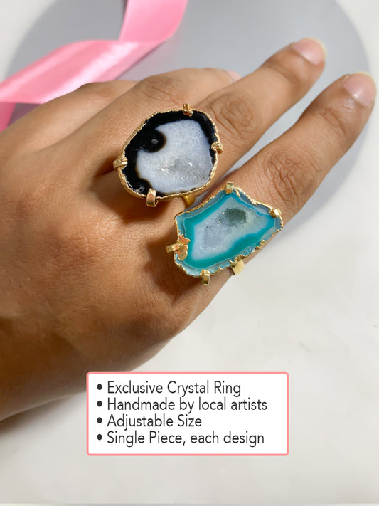 Agate Crystal Ring Duo