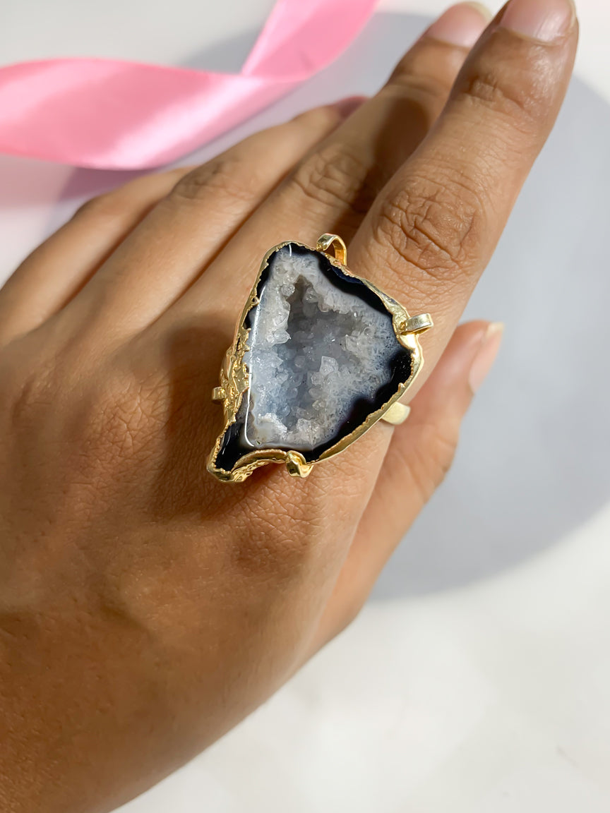 Agate Crystal Ring