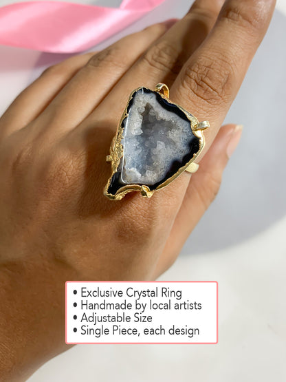 Agate Crystal Ring