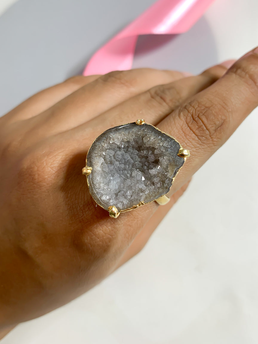 Agate Crystal Ring