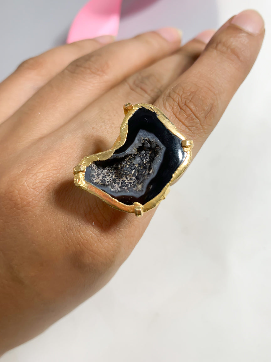 Agate Crystal Ring