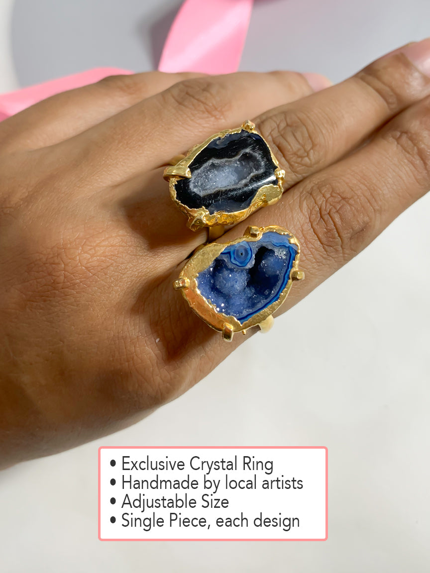 Agate Crystal Rings Duo