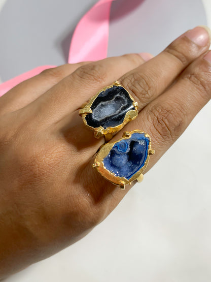 Agate Crystal Rings Duo