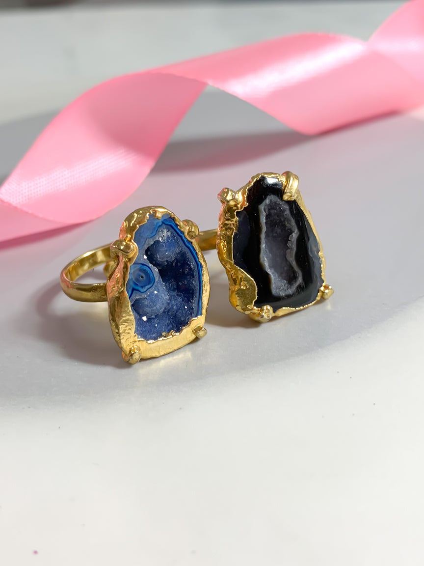 Agate Crystal Rings Duo