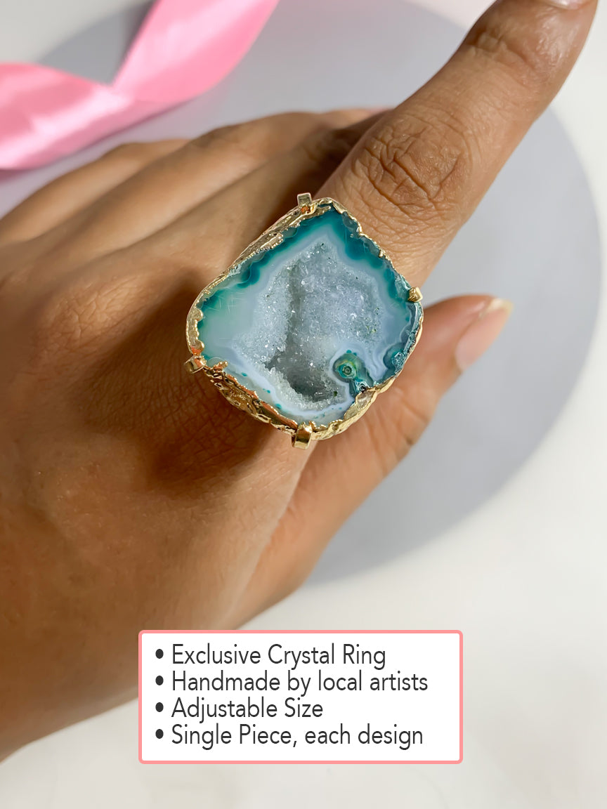 Agate Crystal Ring