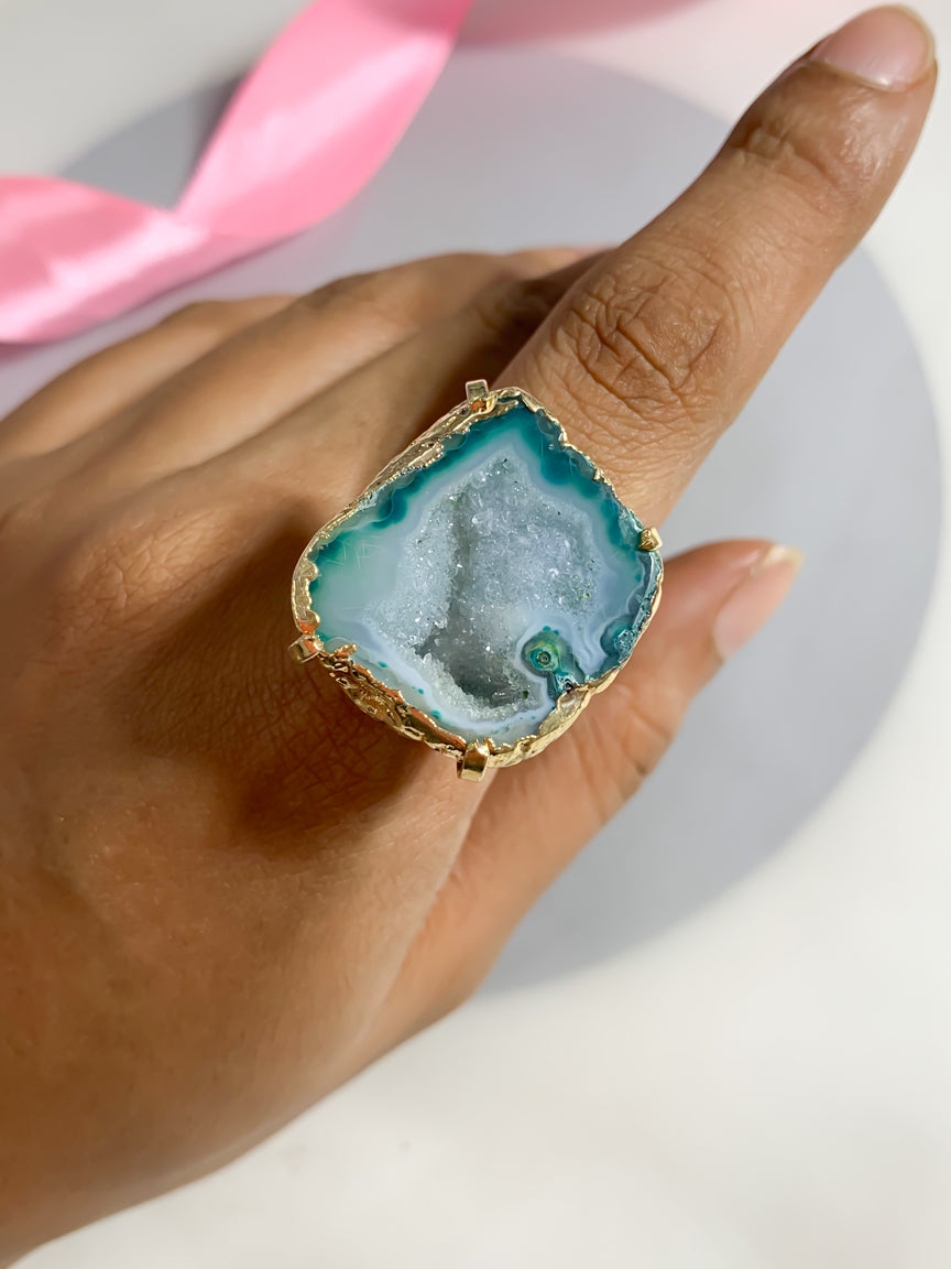 Agate Crystal Ring