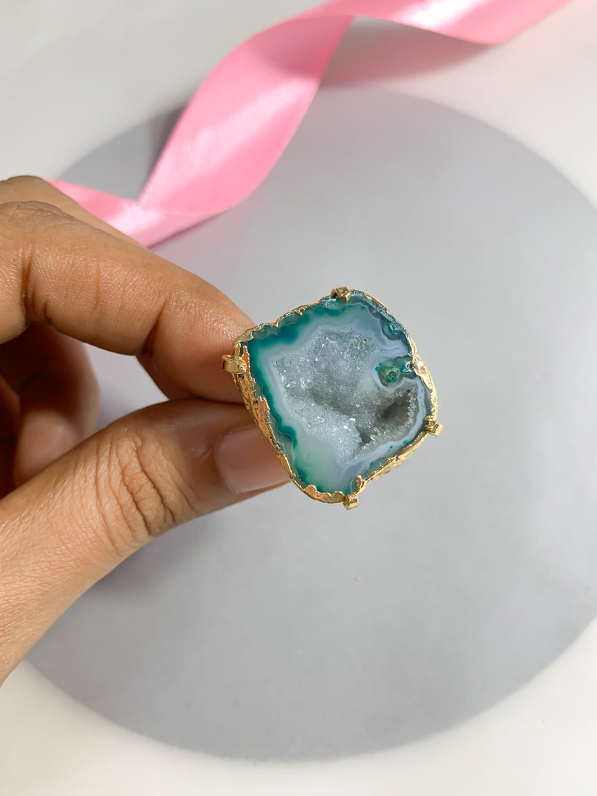 Agate Crystal Ring