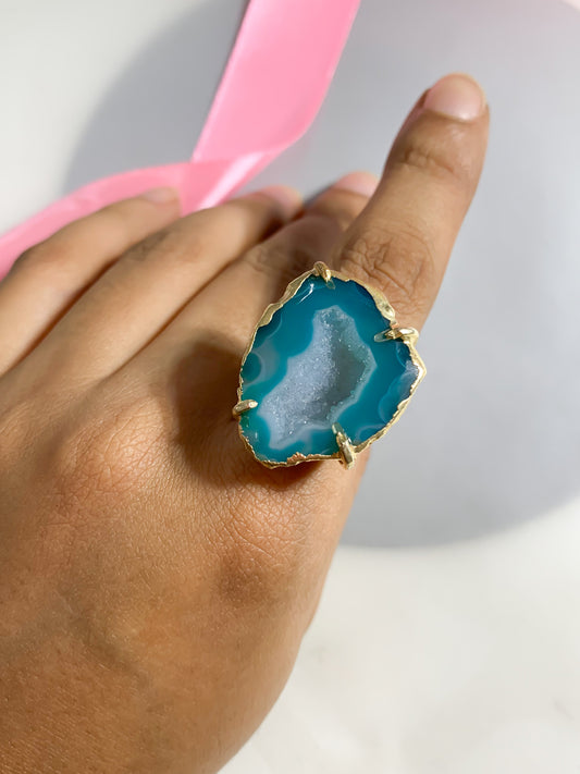 Agate Crystal Ring