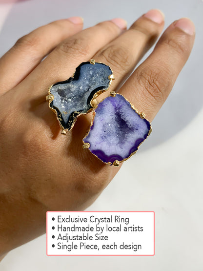 Agate Crystal Ring Duo