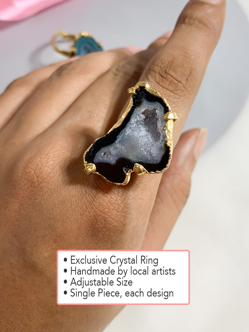 Agate Crystal Ring