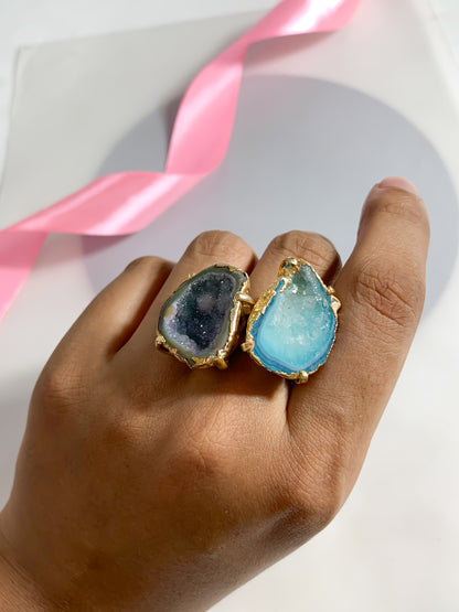 Agate Crystal Ring Duo