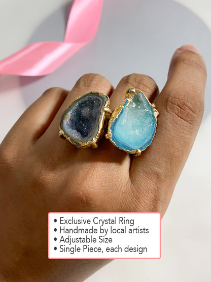 Agate Crystal Ring Duo