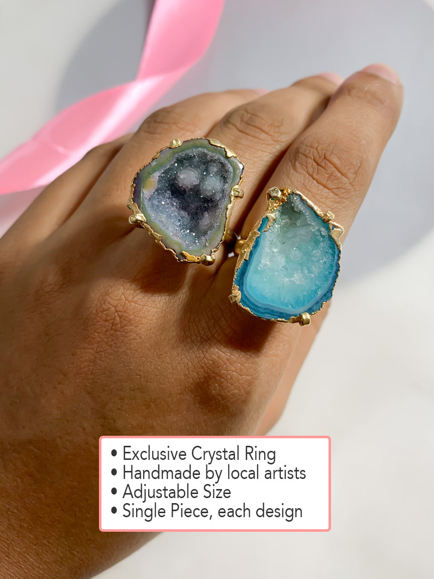 Agate Crystal Ring Duo