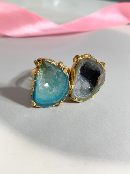 Agate Crystal Ring Duo