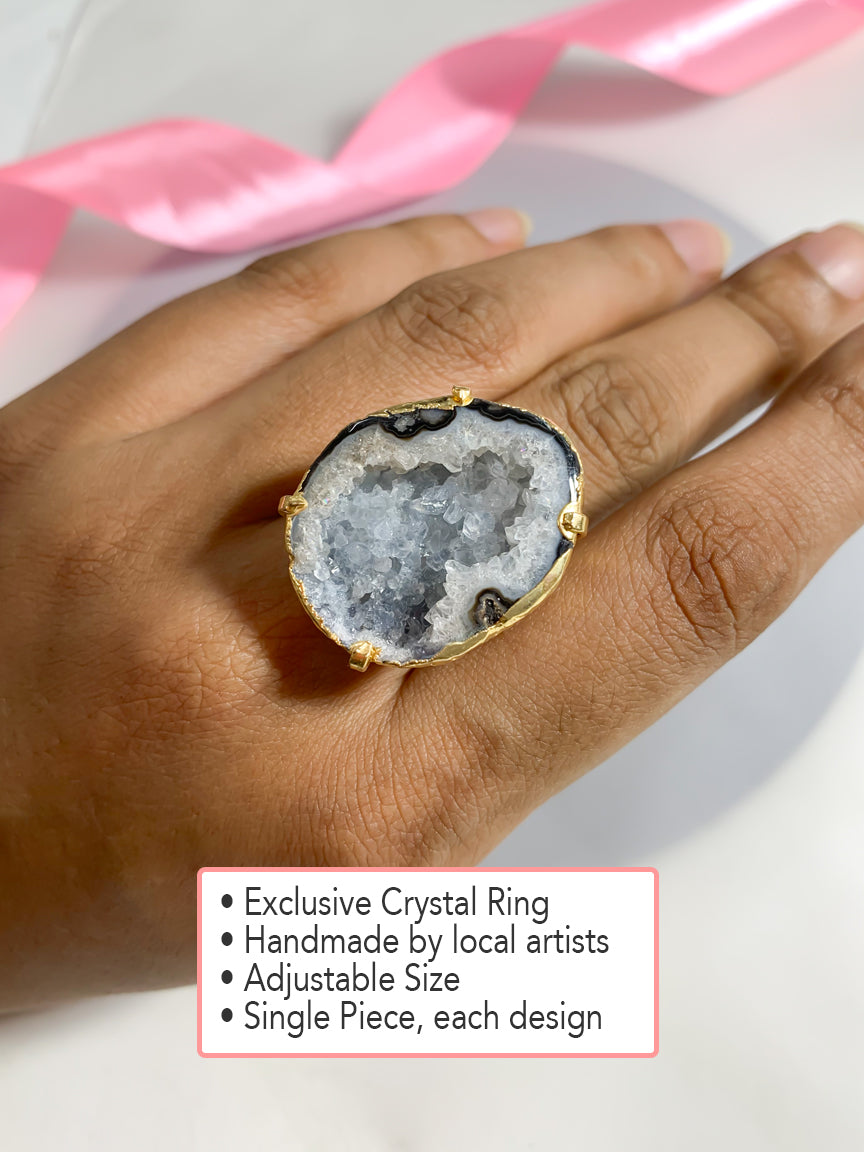 Agate Crystal Ring