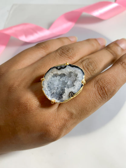 Agate Crystal Ring