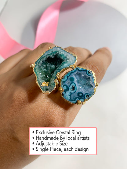 Agate Crystal Ring Duo